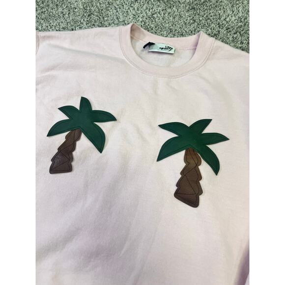 Syd n Mallory Pink Palm Trees Sweatshirt, Womens Sz L, MADE IN ENGLAND Oversized - Picture 2 of 7